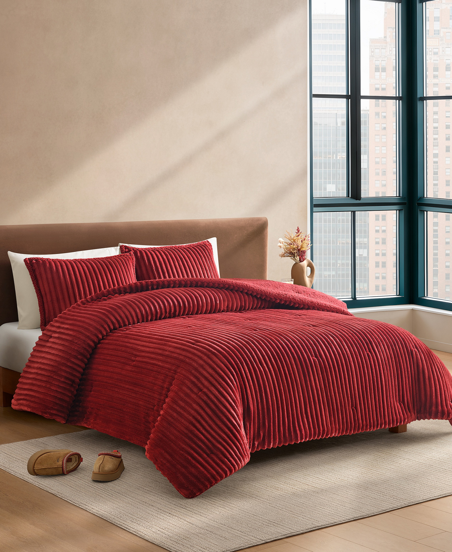 UGG® Avery Ribbed 2-Piece Comforter Set, Twin/Twin XL - Coffee Berry