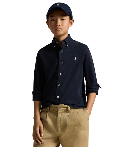 Polo Ralph Lauren Big Boys Featherweight Cotton Mesh Shirt - Aviator Navy