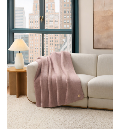 UGG® Saige Plush Throw, 50" x 70" - Rosewood
