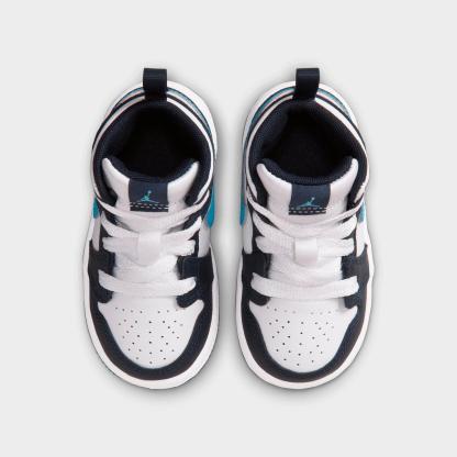 Kids' Toddler Air Jordan Retro 1 Mid Casual Shoes - Obsidian/White/Dark Powder Blue - view 5