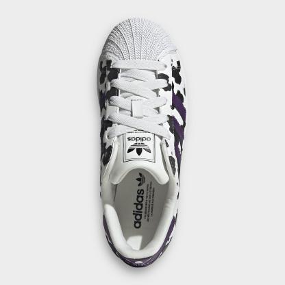 Big Kids' adidas Originals Superstar II Casual Shoes - Crystal White/Violet/Cloud White - Top view