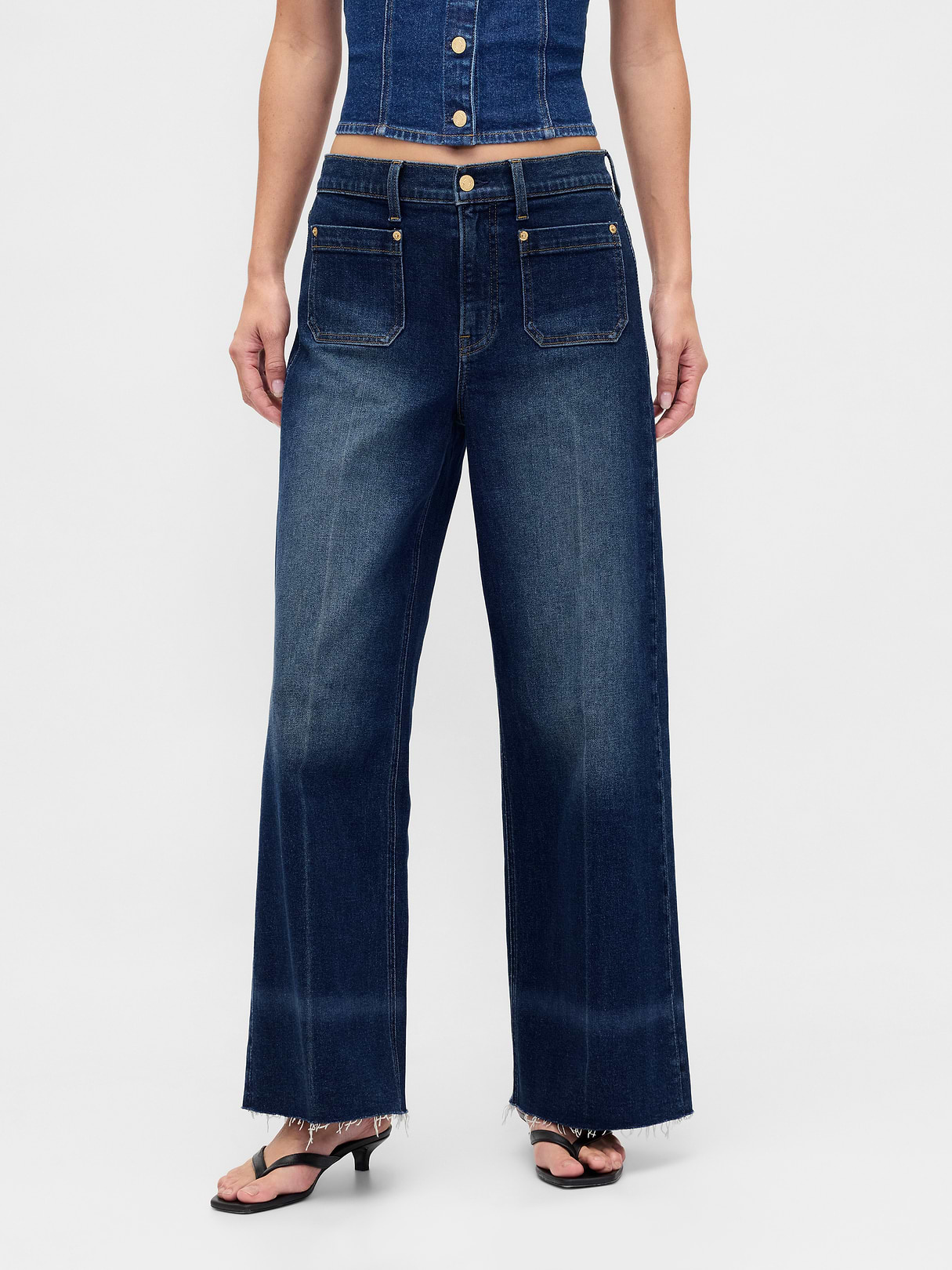 High Rise Stride Wide-Leg Jeans - Medium indigo