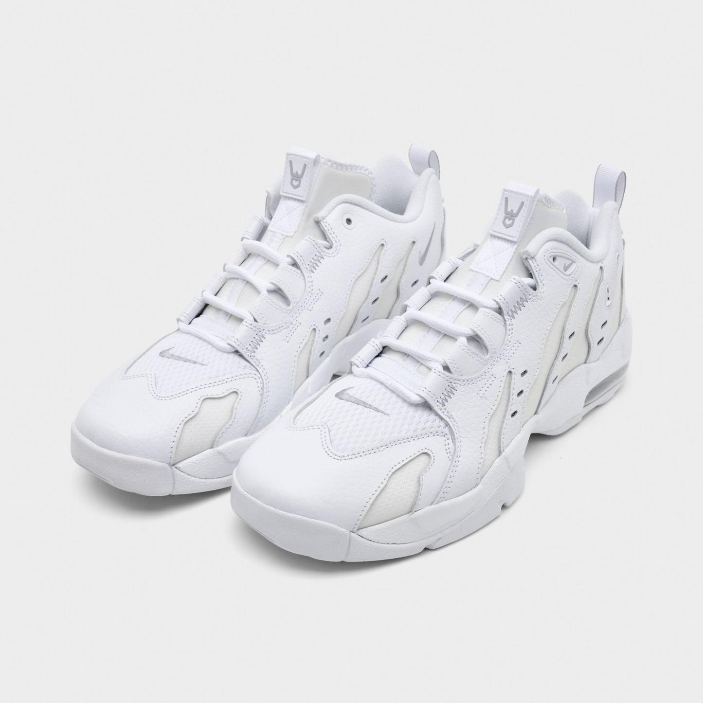Men's Nithtke Air DT Max '96 Low Casual Shoes - White/Metallic Silver/White/Light Smoke Grey - Both shoes facing left