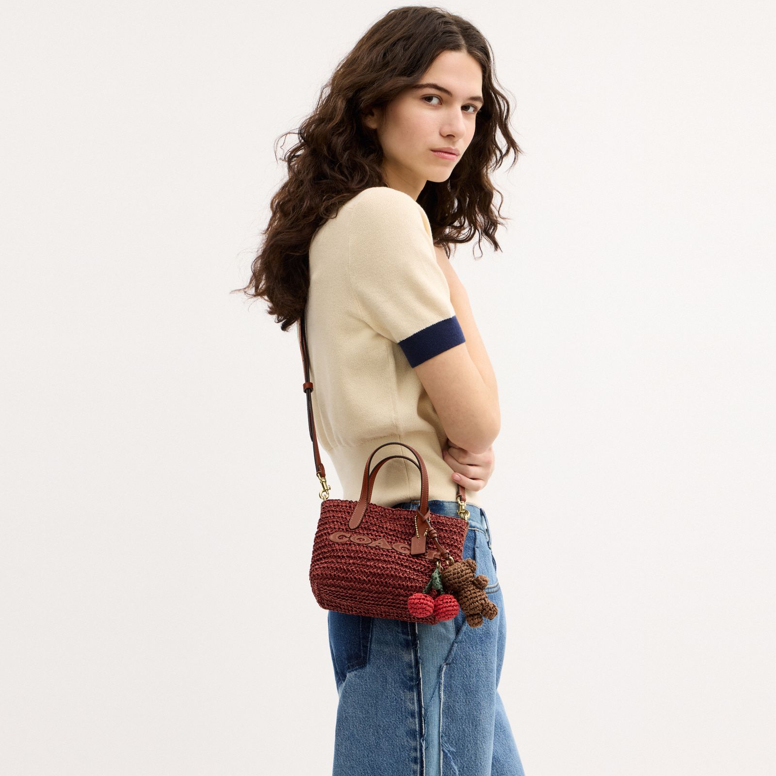 City Mini Tote Bag With Charms - Gold/Russet - view 3