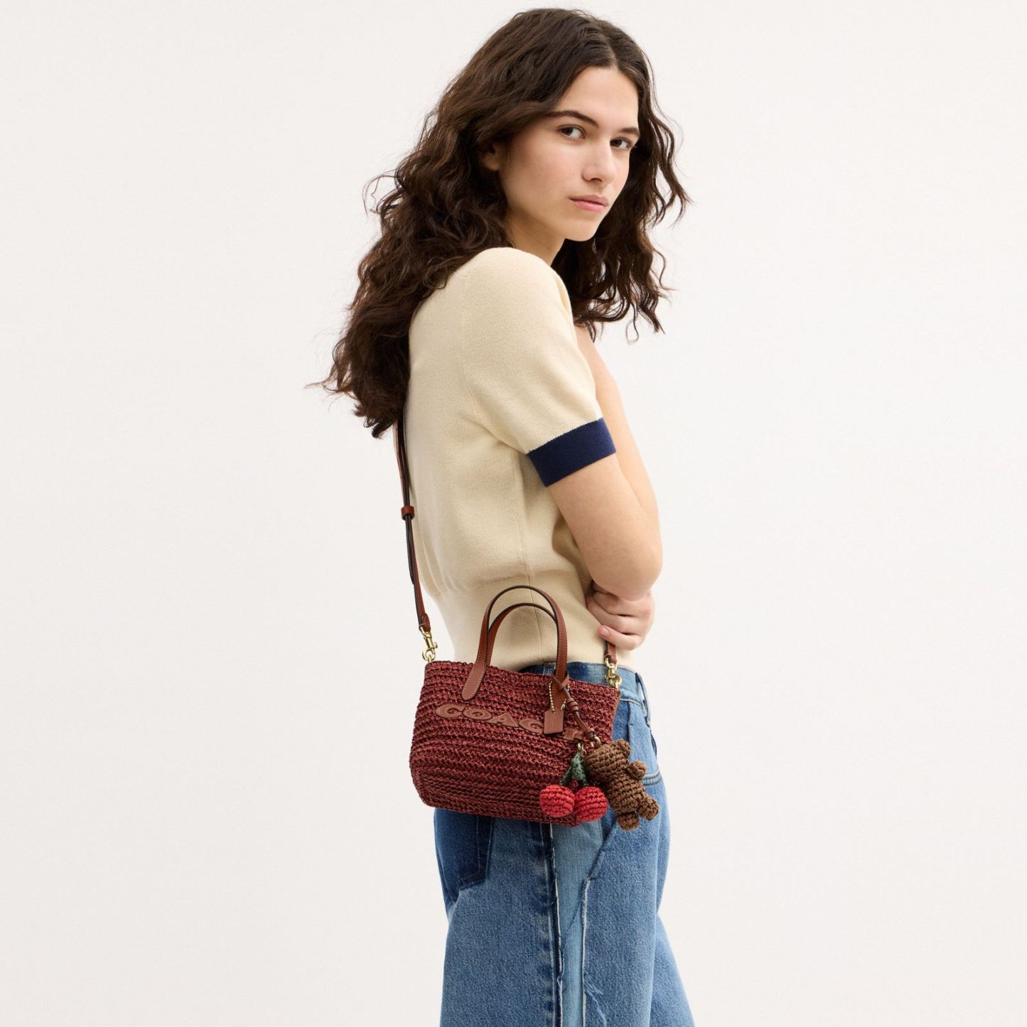 City Mini Tote Bag With Charms - Gold/Russet - view 3