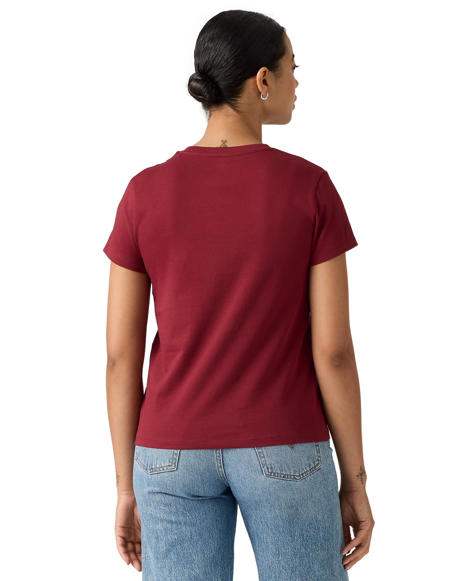 Levi's Women's Perfect Graphic Logo Cotton T-Shirt - Emb Rose Bw Warm Cabernet