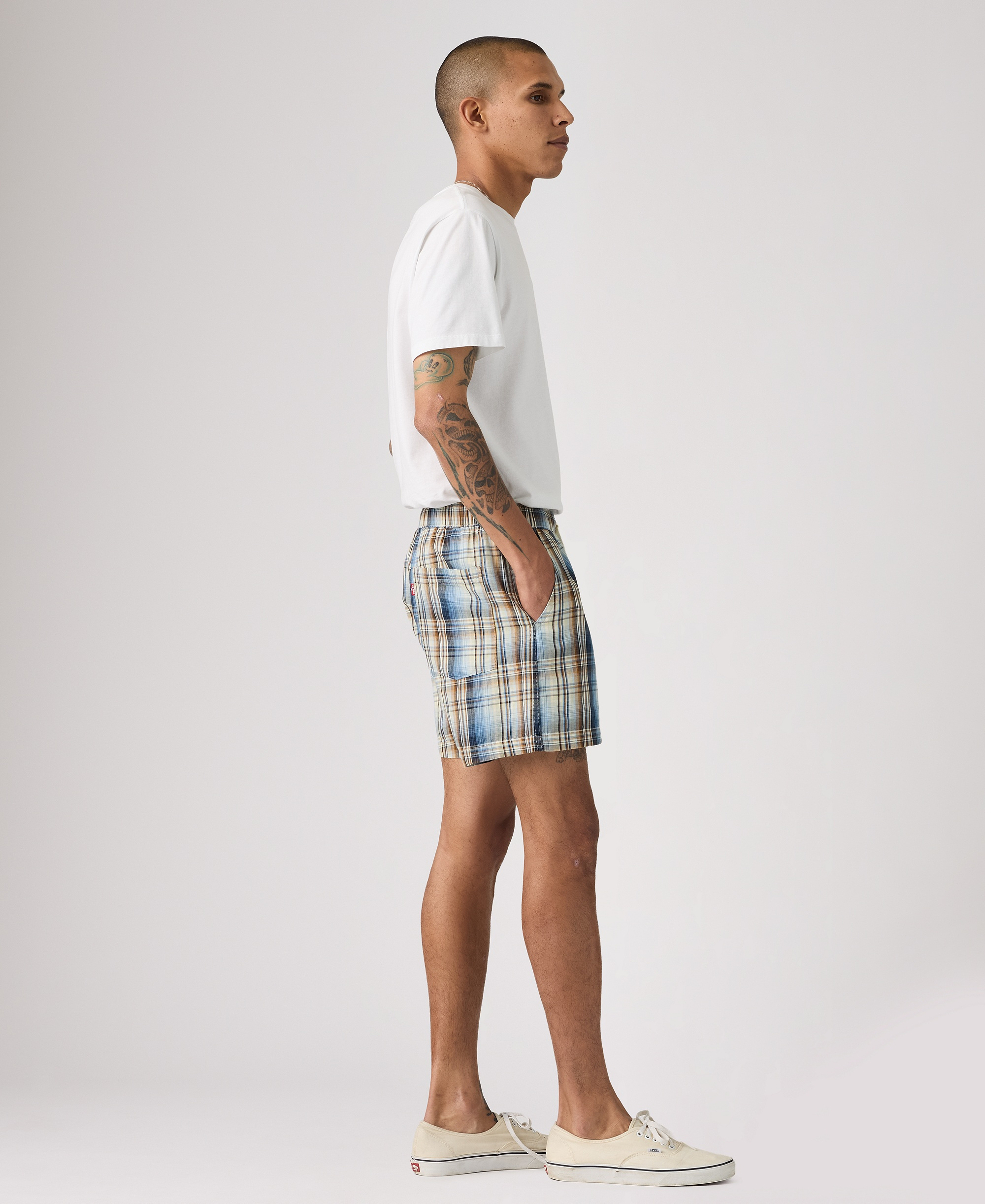 Levi's Men's XX Chino Easy Cotton Linen 6" Drawstring Shorts - Raul plaid
