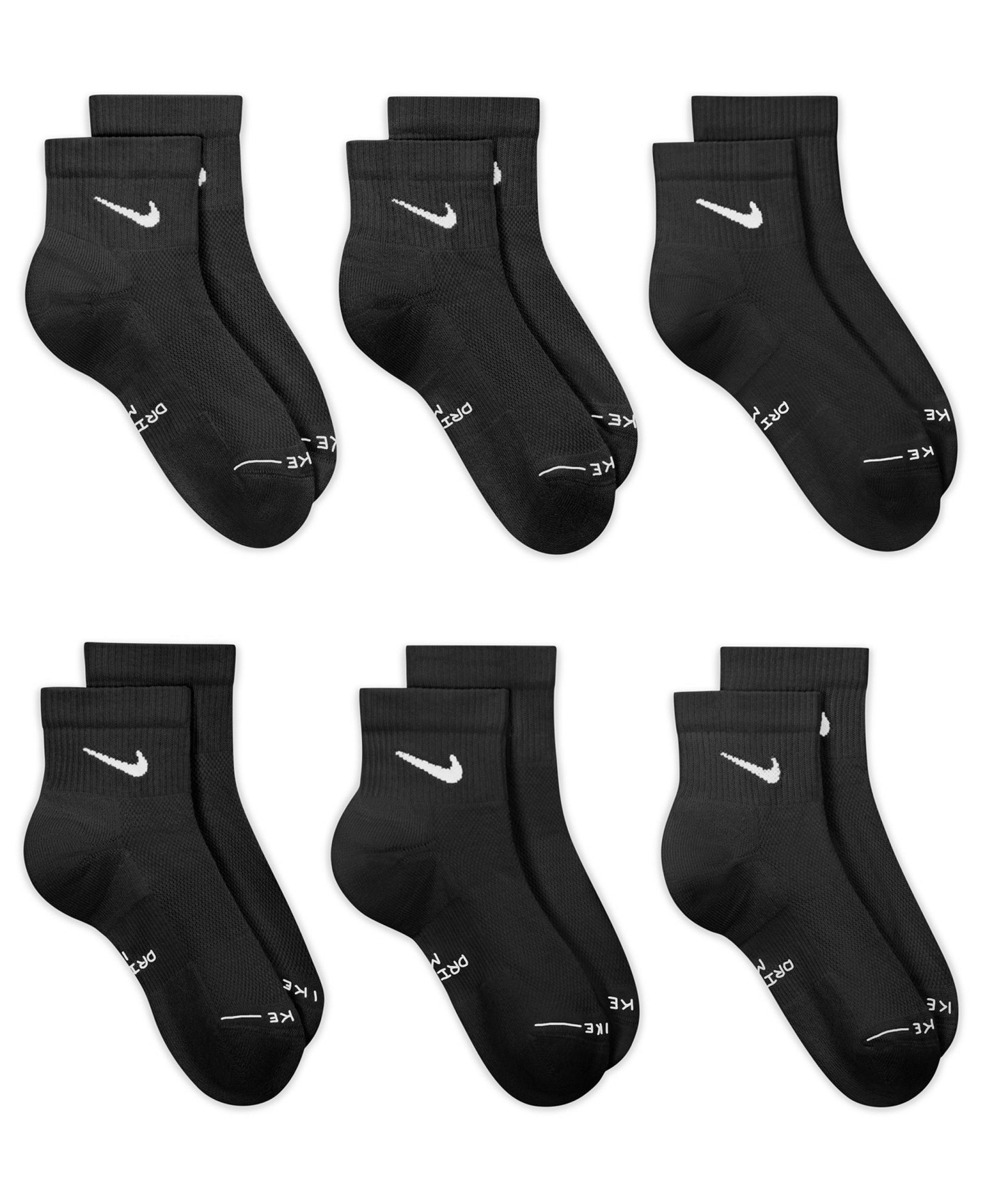 Nike Unisex Elevated Everyday Ankle Socks, 6-Pack - Black