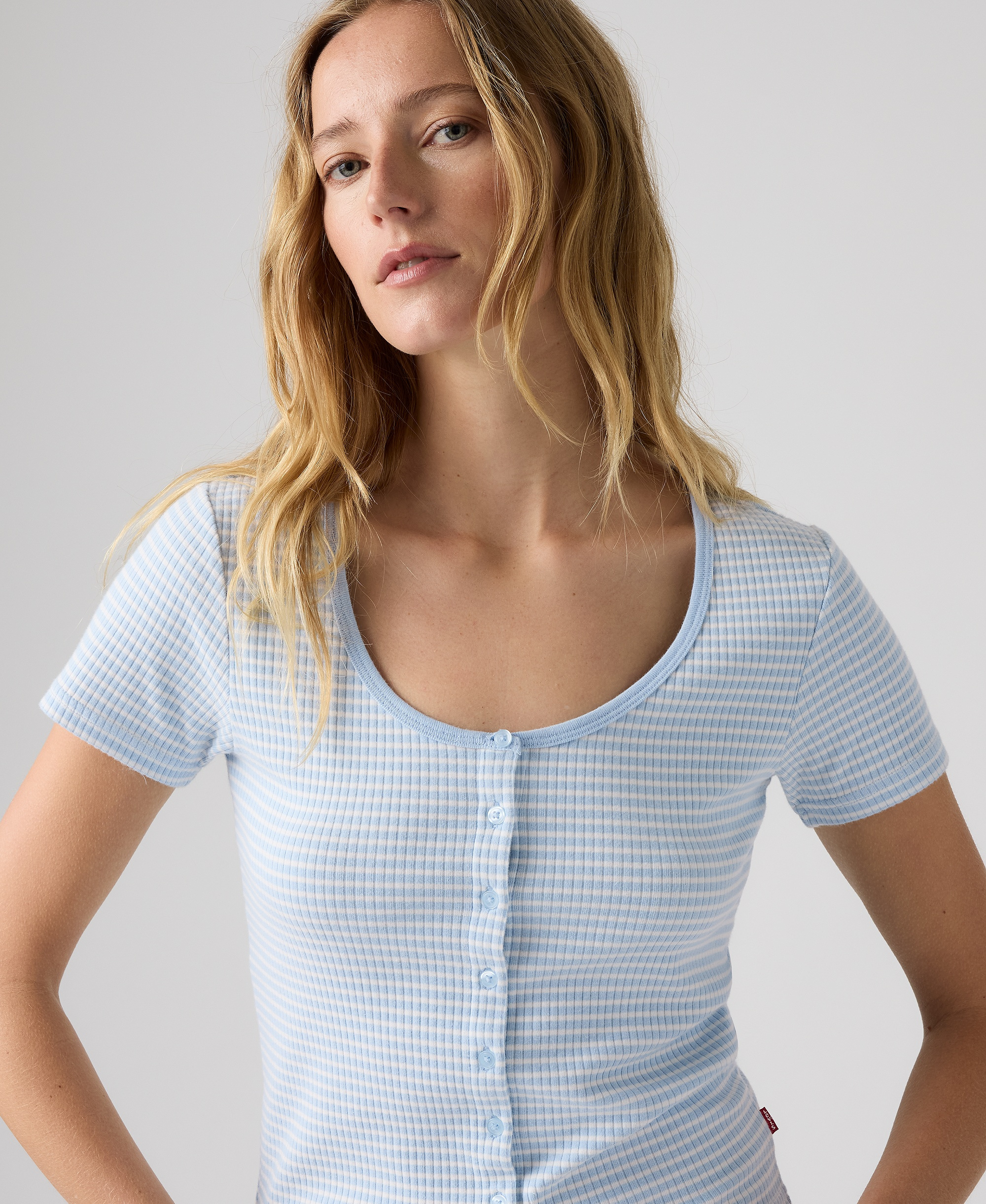 Levi's Women's Austen Button-Up Short-Sleeve Top - Annalise Stripe Angel Falls
