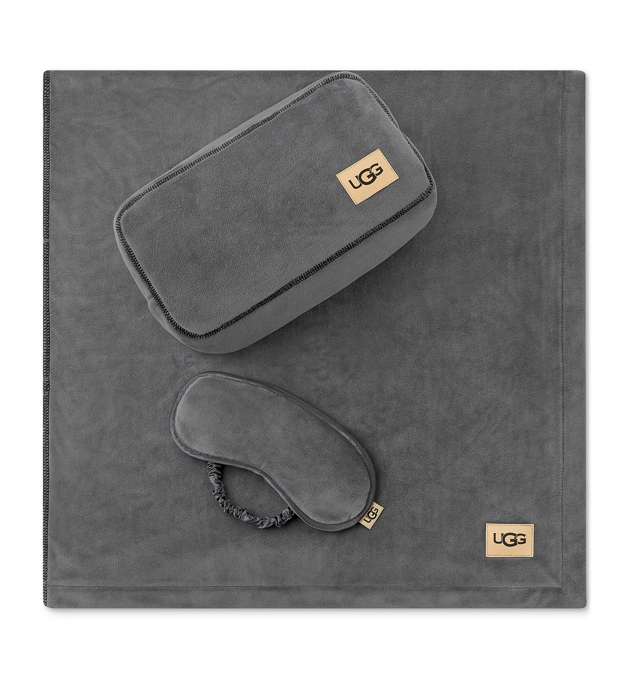UGG® Raegan 3-Piece Throw, Eye Mask and Case Gift Set - Charcoal