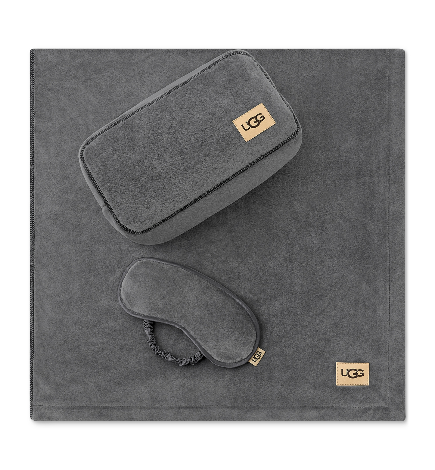 UGG® Raegan 3-Piece Throw, Eye Mask and Case Gift Set - Charcoal