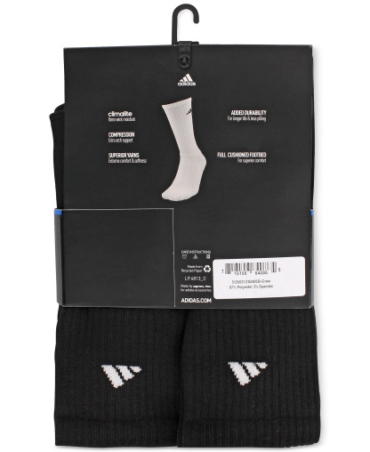 adidas Men's Cushioned Athletic 6-Pack Crew Socks - Black