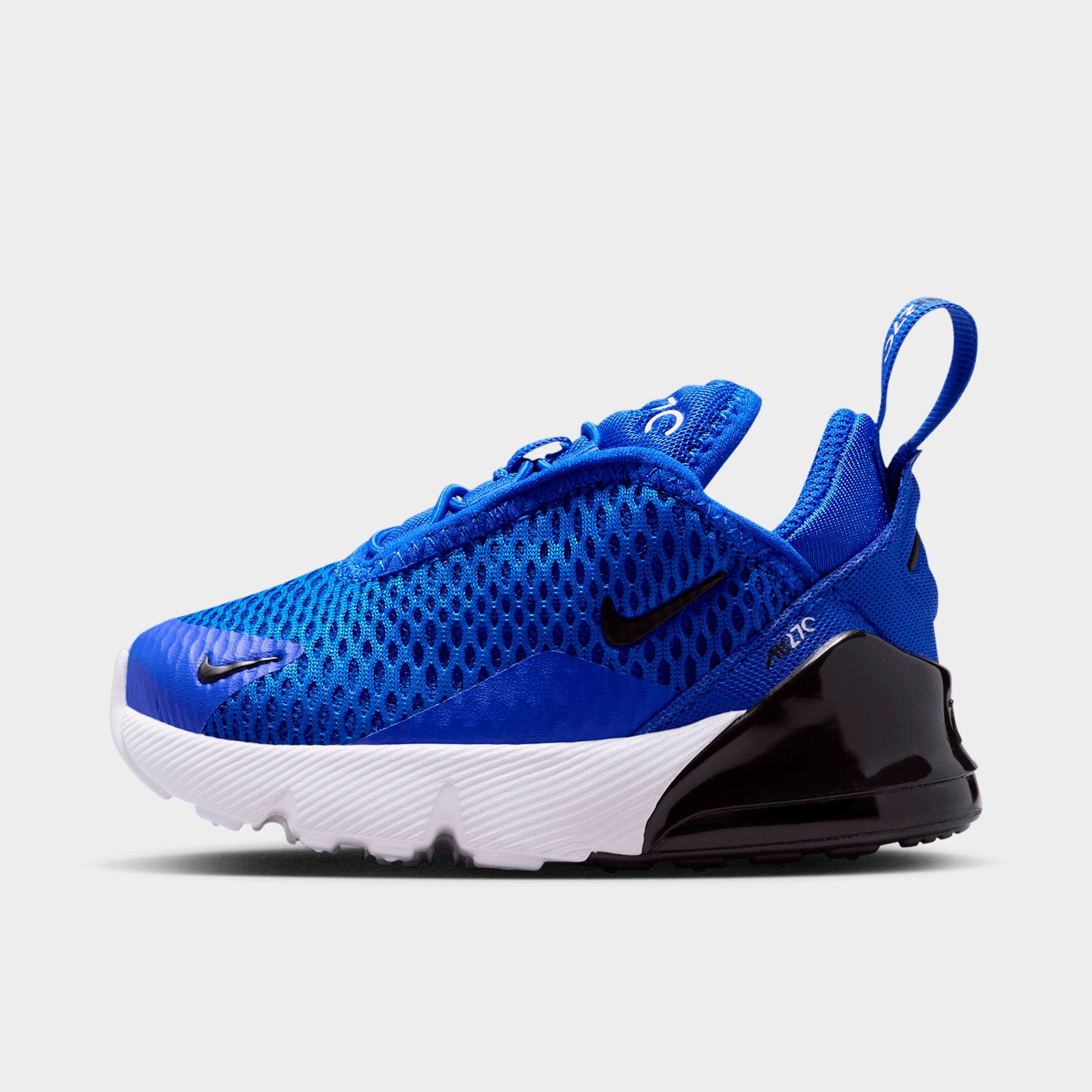 Kids' Toddler Nithtke Air Max 270 Casual Shoes - Racer Blue/White/Black - Left shoe facing left. Outside of the shoe.