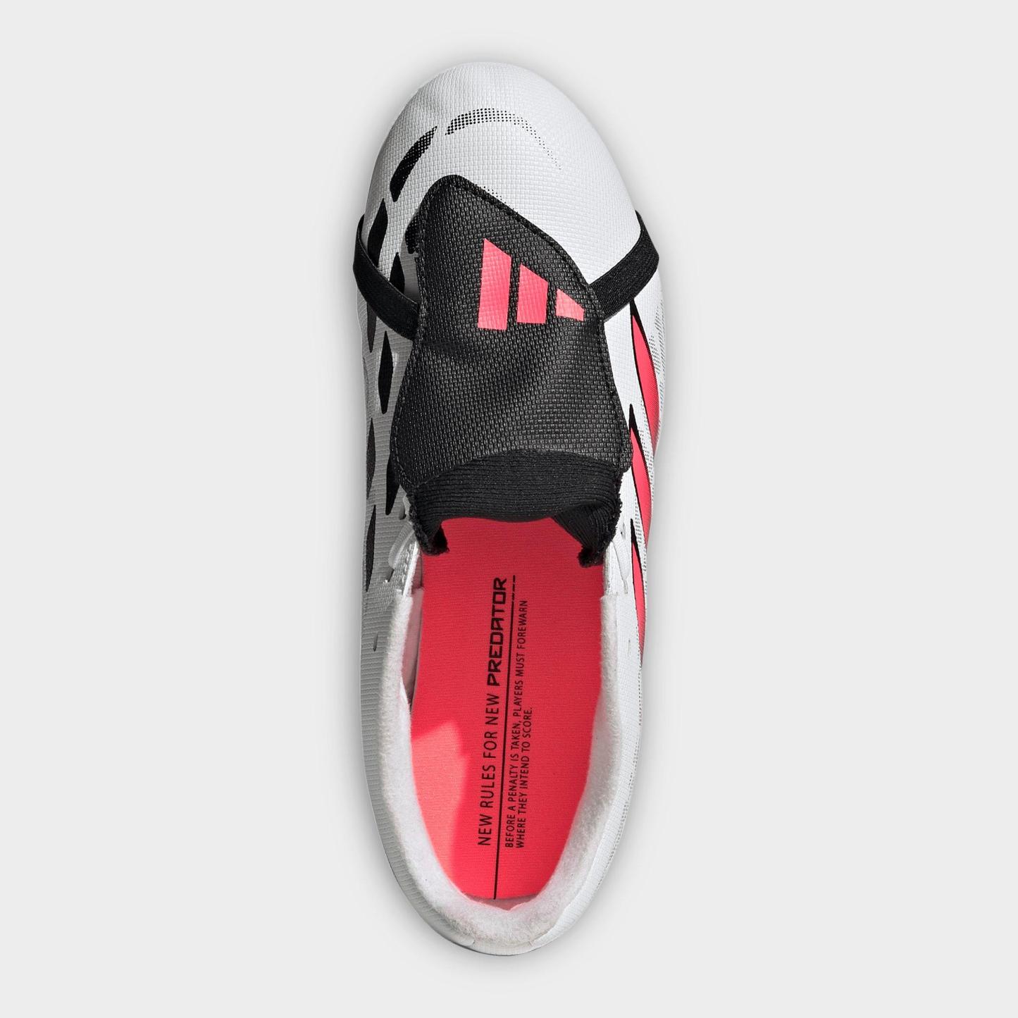 Big Kids' adidas Predator Club Fold Over Tongue Firm Ground and Multi Ground Soccer Cleats - White/Solar Turbo/Black (KJ6728-100) - Top view