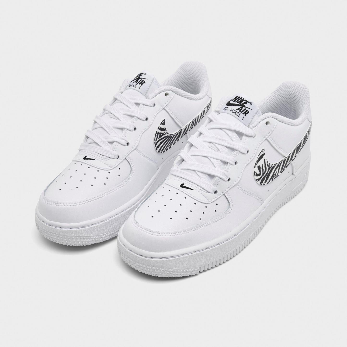 Big Kids' Nithtke Air Force 1 Low Casual Shoes - White/Black - Both shoes facing left
