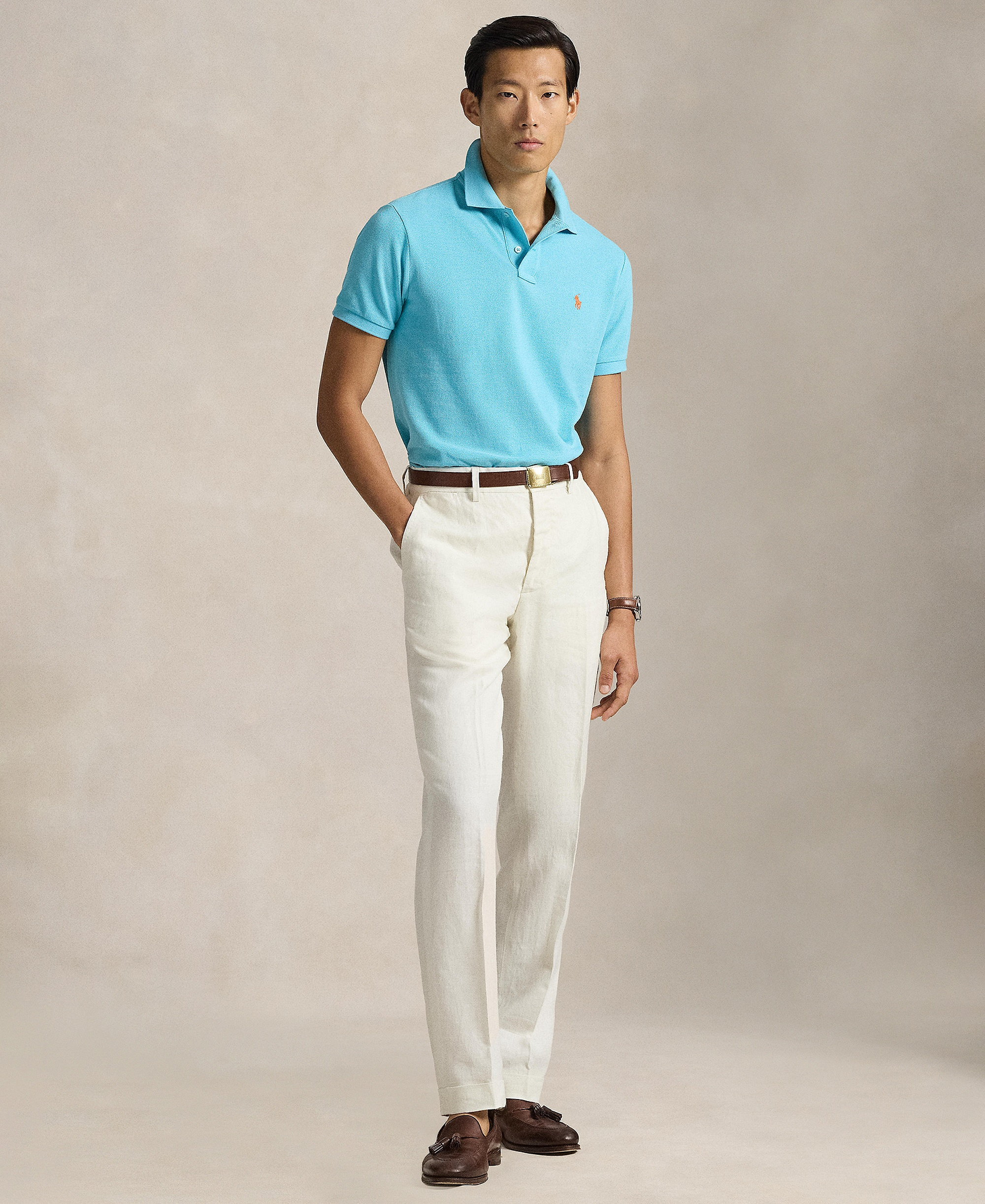 Polo Ralph Lauren Men's Cotton Custom Slim Fit Mesh Polo Shirt - Perfect Turquoise