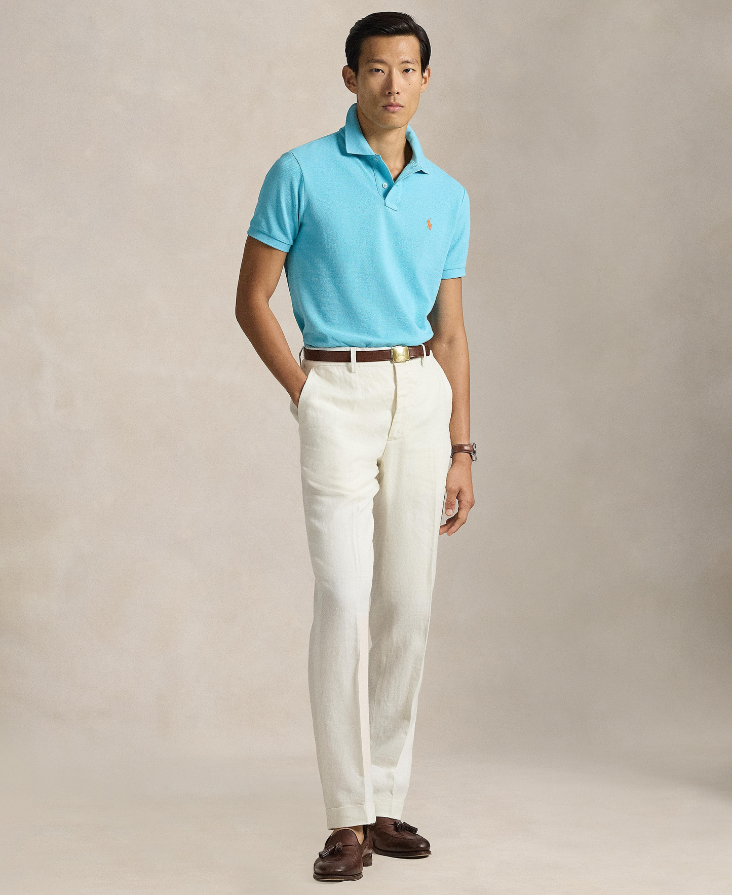 Polo Ralph Lauren Men's Cotton Custom Slim Fit Mesh Polo Shirt - Perfect Turquoise