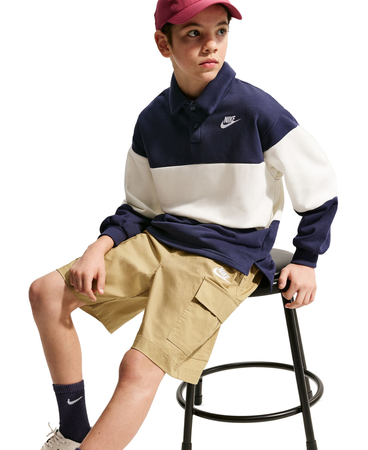 Nike Boys' 8-20 Sportswear Club Woven Cargo Shorts - Parachute Beige/White