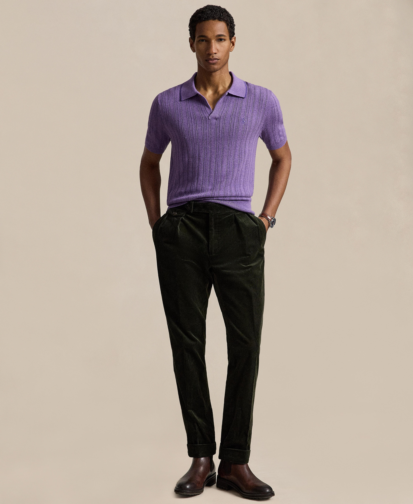 Polo Ralph Lauren Men's Textured Cotton Polo Shirt - Light Coronet Purple Heather