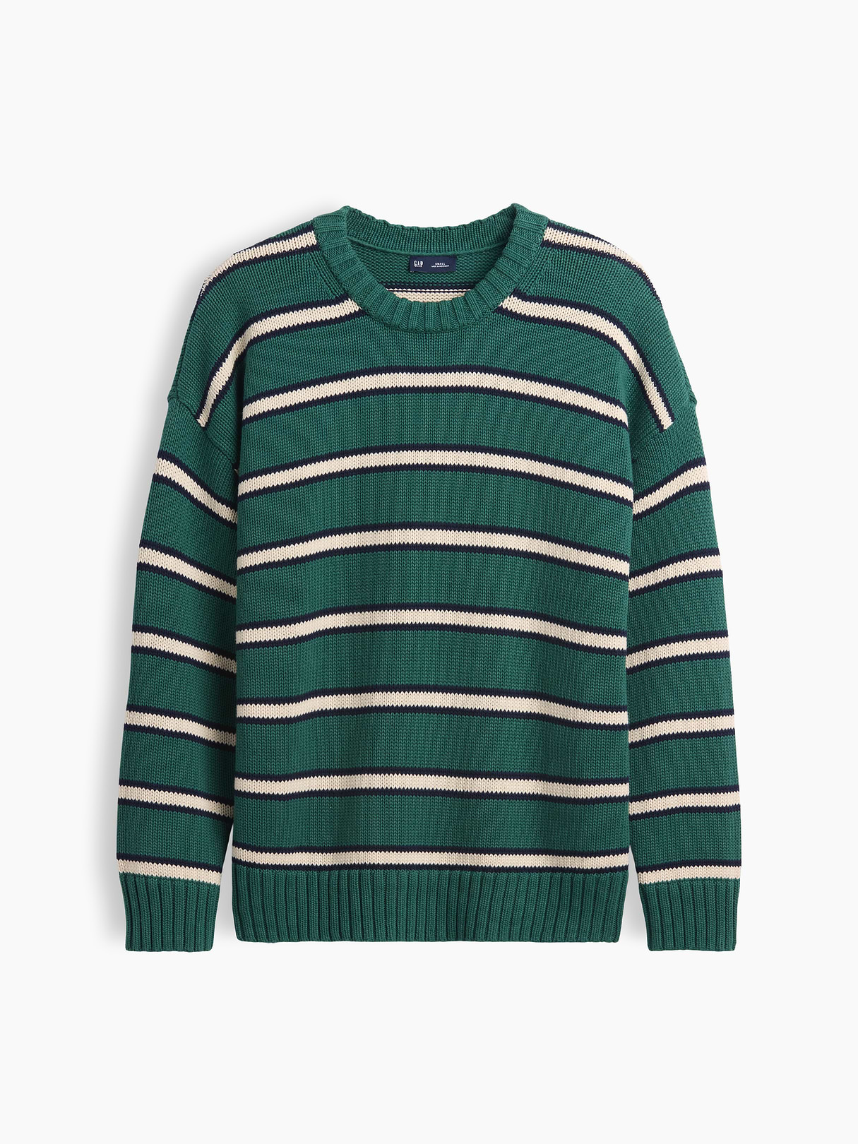 100% Cotton Oversized Sweater - Green stripe