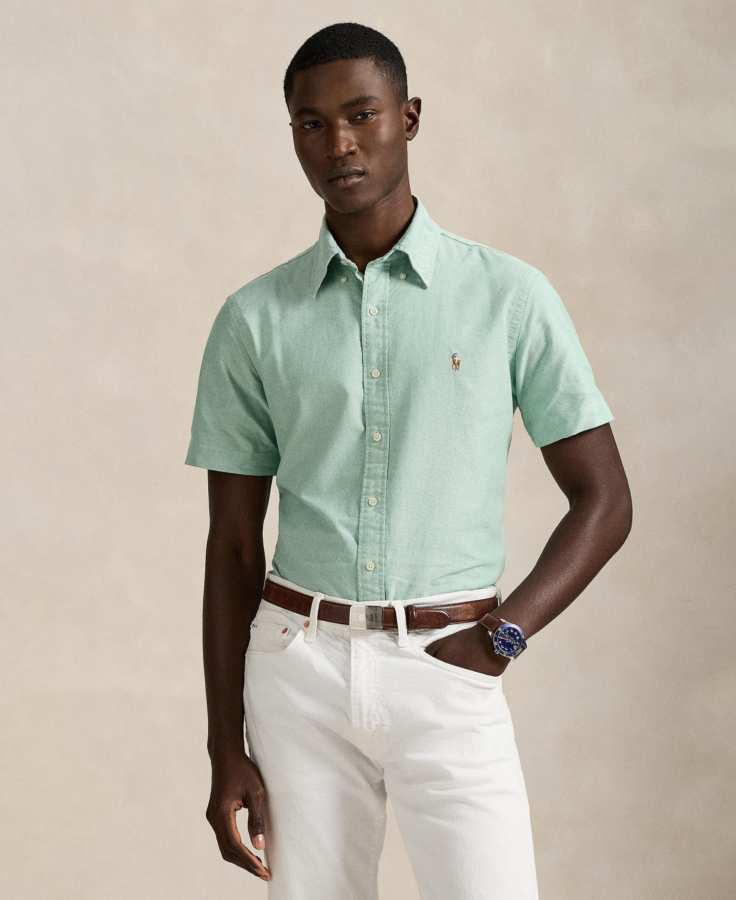 Polo Ralph Lauren Men's Classic-Fit Short-Sleeve Oxford Shirt - Cruise Green