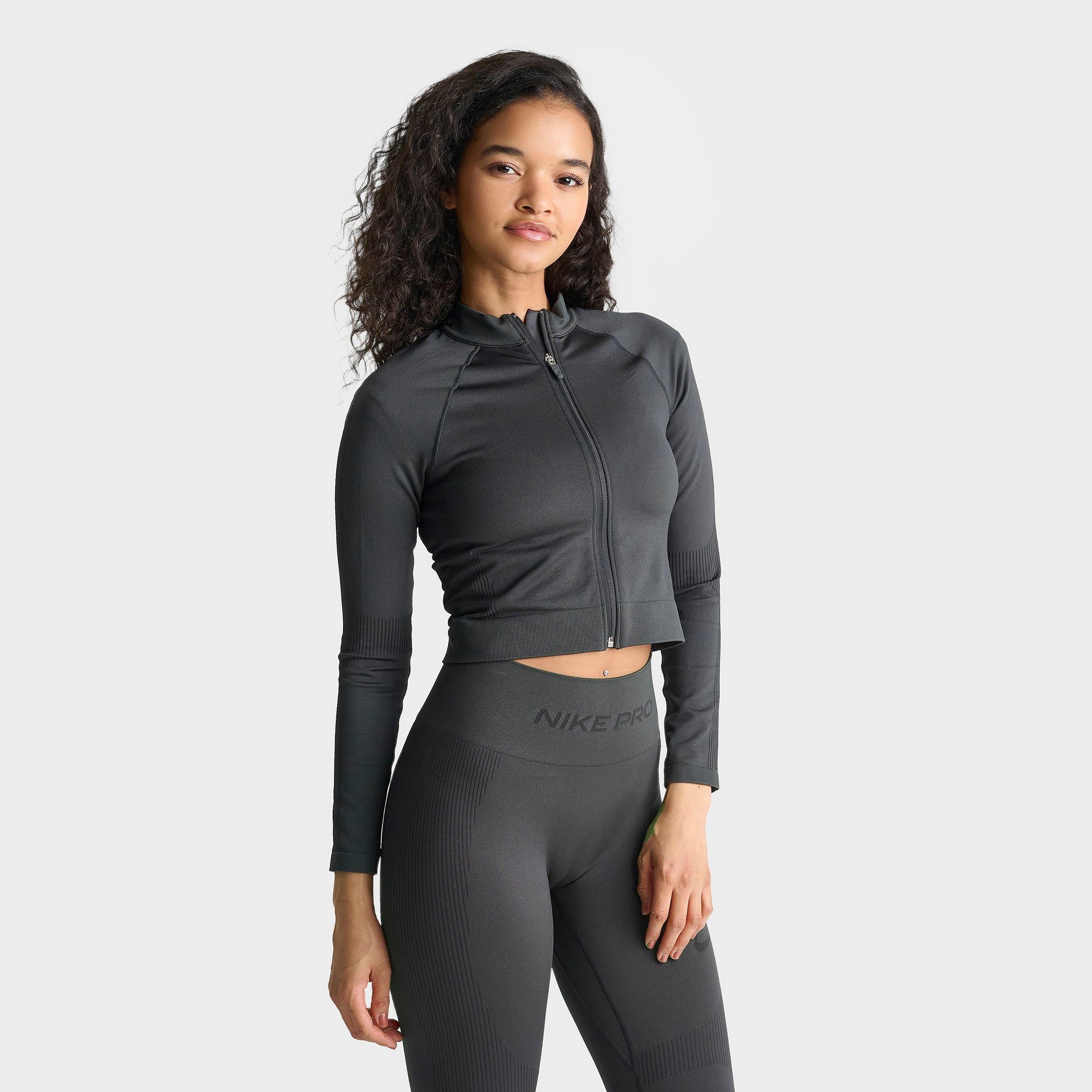 Women's Nithtke Pro Seamless Cropped Full-Zip Training Top - Dark Smoke Grey