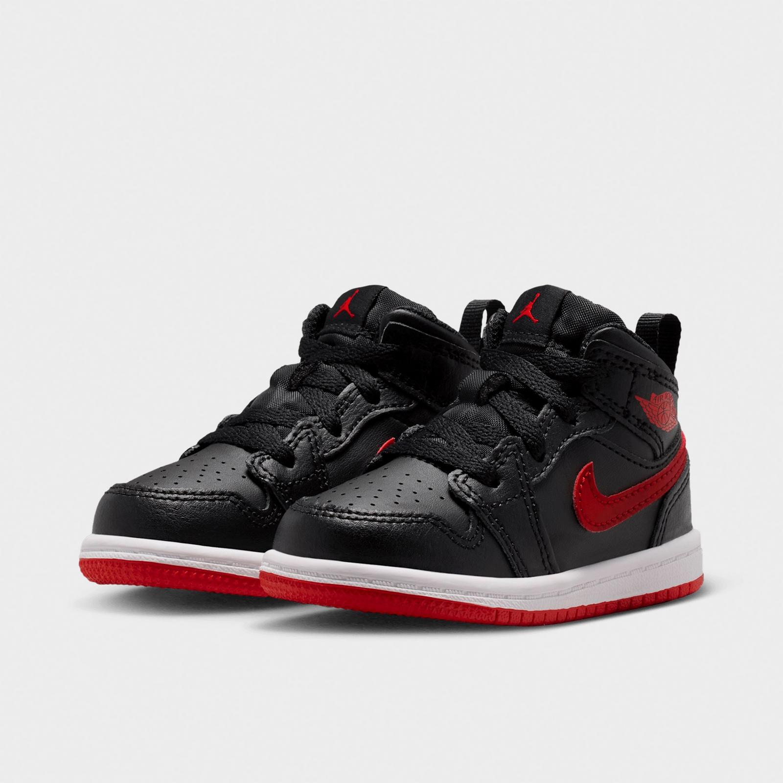 Kids' Toddler Air Jordan Retro 1 Mid Casual Shoes - Black/White/University Red - view 2
