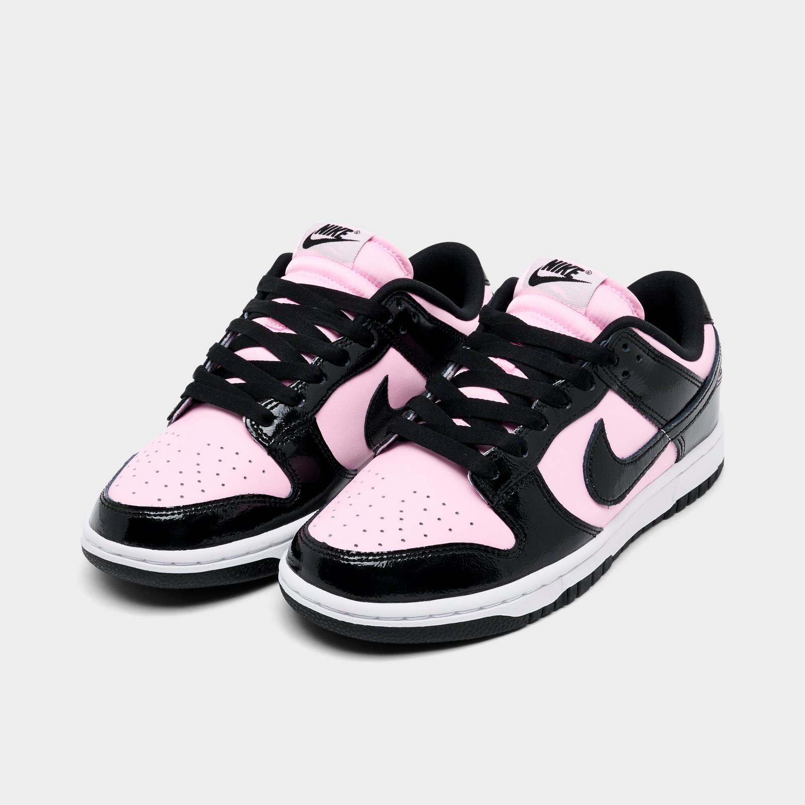 Women's Nike Dunk Low Patent Leather Casual Shoes - Pink Foam/Black/White