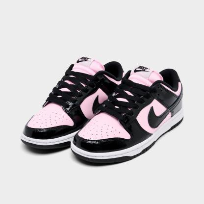 Women's Nike Dunk Low Patent Leather Casual Shoes - Pink Foam/Black/White