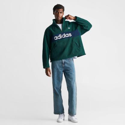 Men's adidas Originals Polar Fleece Half-Zip Pullover Top - Aurora Ivy