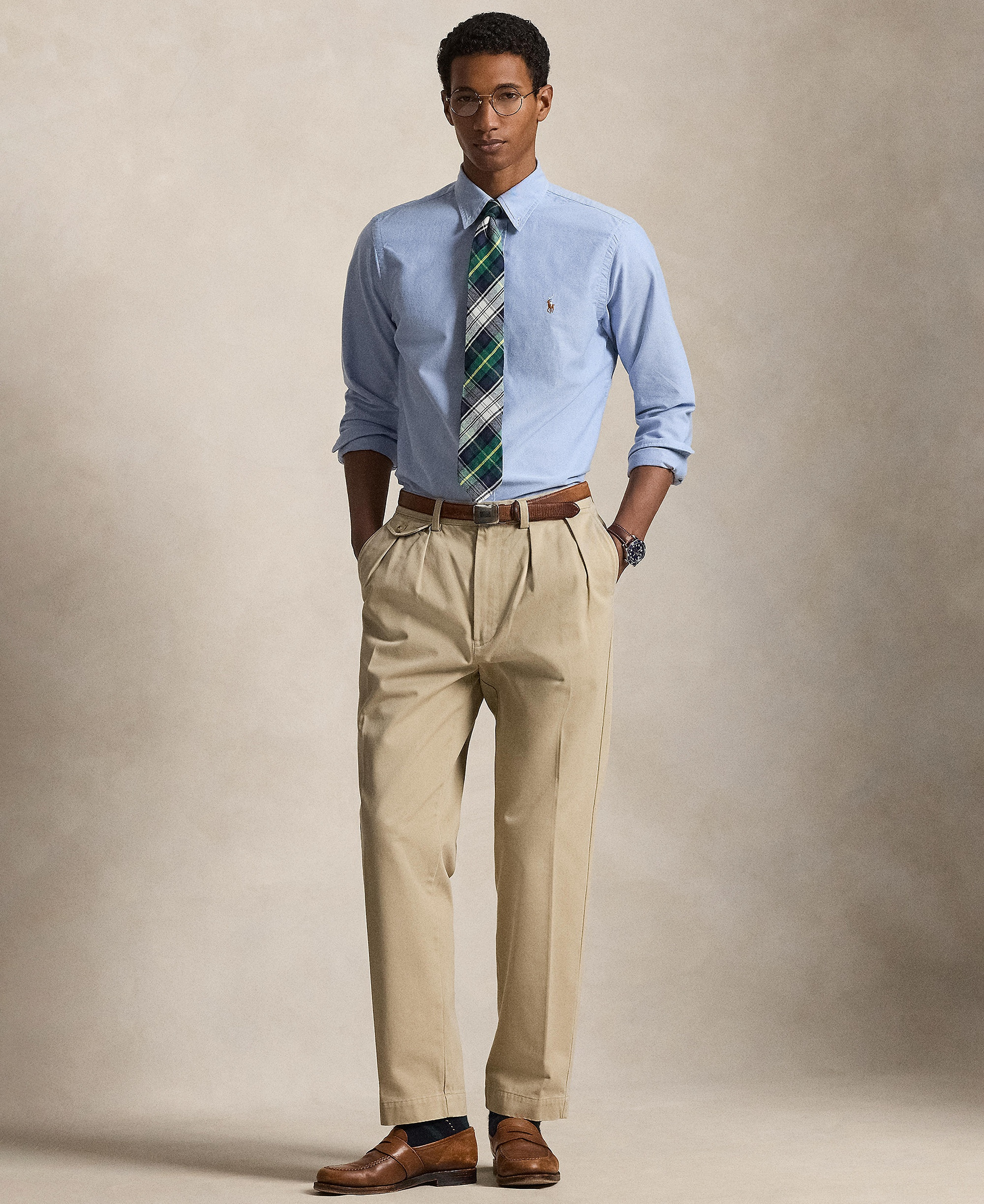 Polo Ralph Lauren Men's Classic-Fit Plaid Brushed Oxford Shirt - Blue