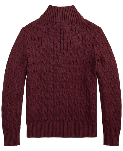 Polo Ralph Lauren Boys' 8-20 Cable-Knit Cotton Full-Zip Sweater - Rich Ruby