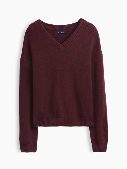 CashSoft Oversized V-Neck Sweater - Noir red