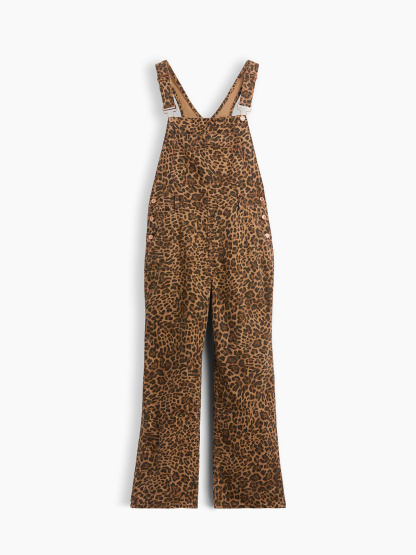 Loose Overalls - Brown leopard print
