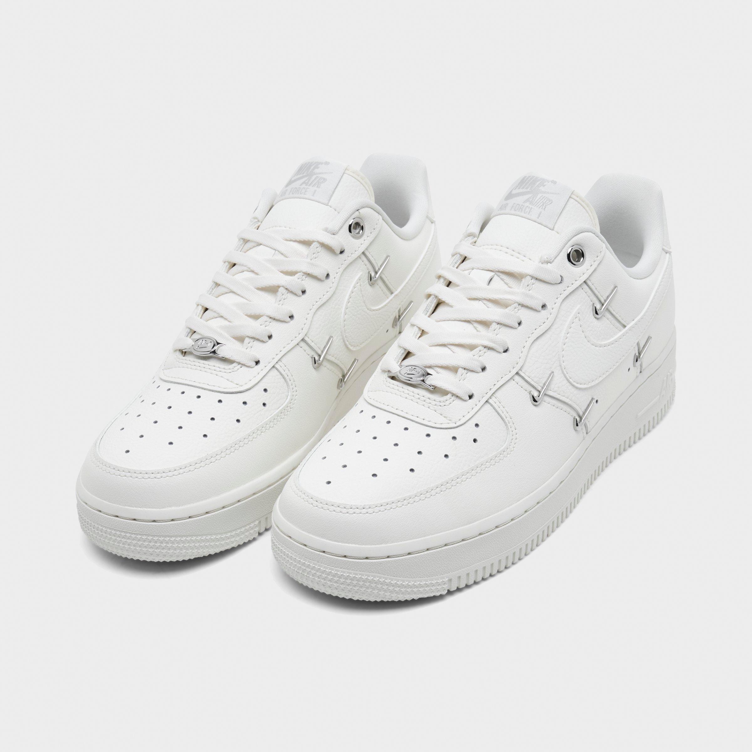 Women's Nithtke Air Force 1 '07 LV8 Casual Shoes - Sail/Sail/Sail/Metallic Silver - Both shoes facing left