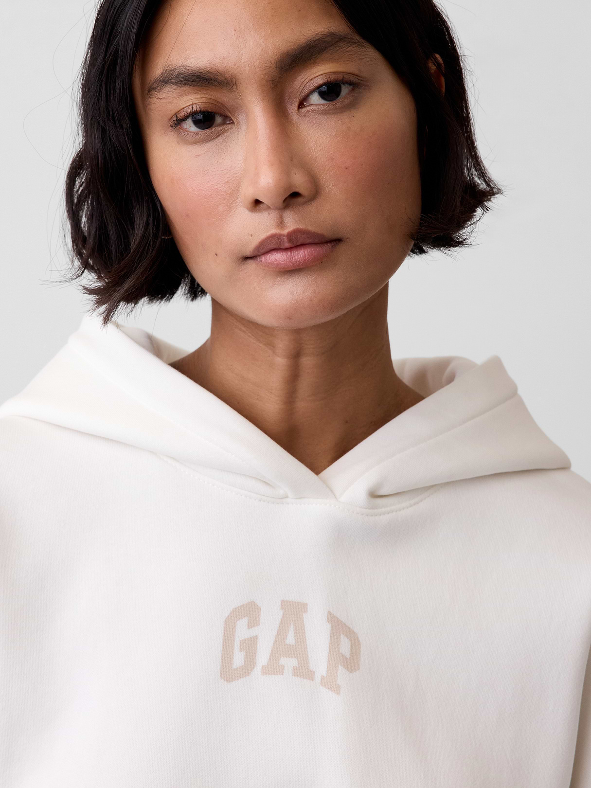 VintageSoft Crop Logo Hoodie - New off white