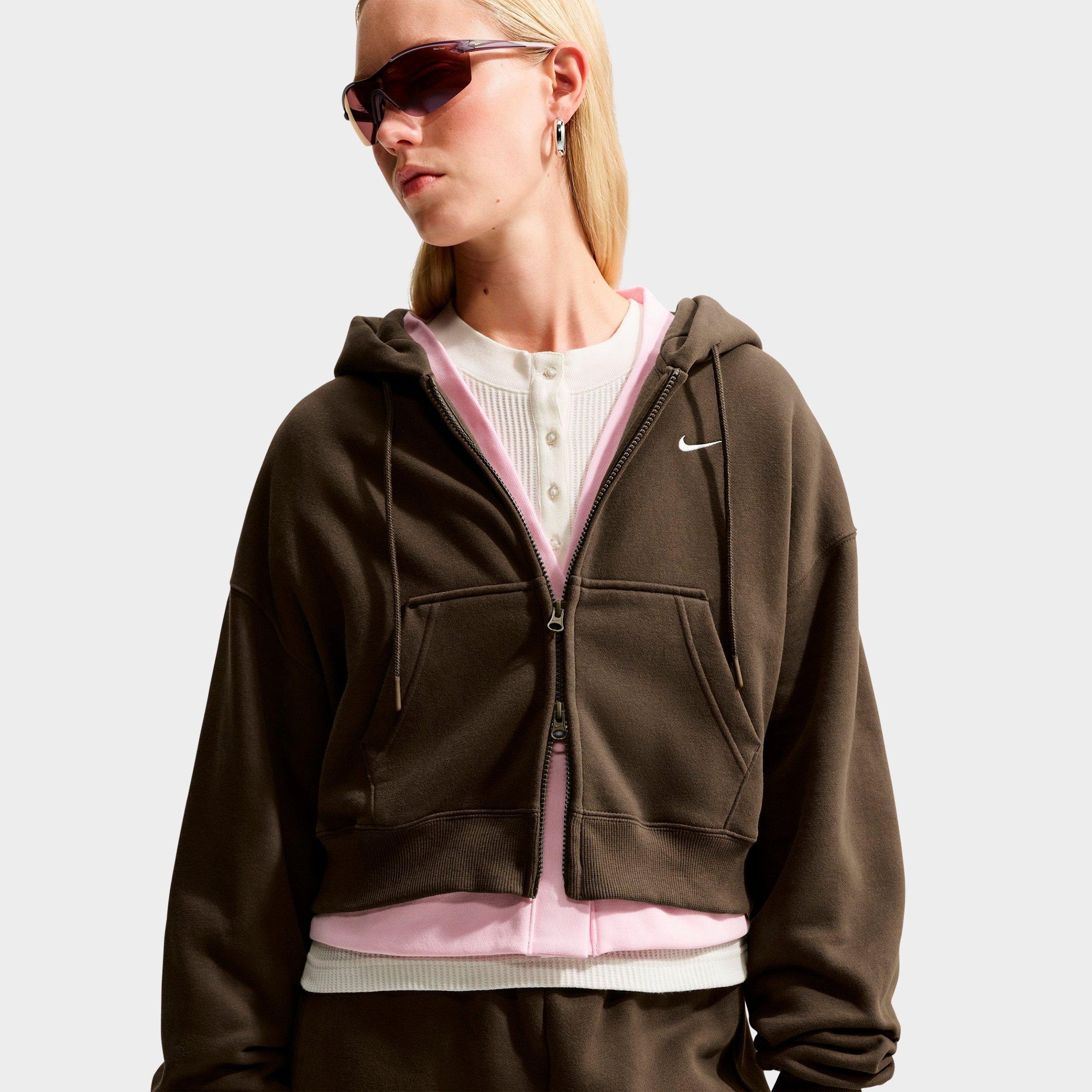 Women's Nithtke Studio Fleece Medium-Weight Oversized Cropped Full-Zip Hoodie - Dark Hazel/Sail