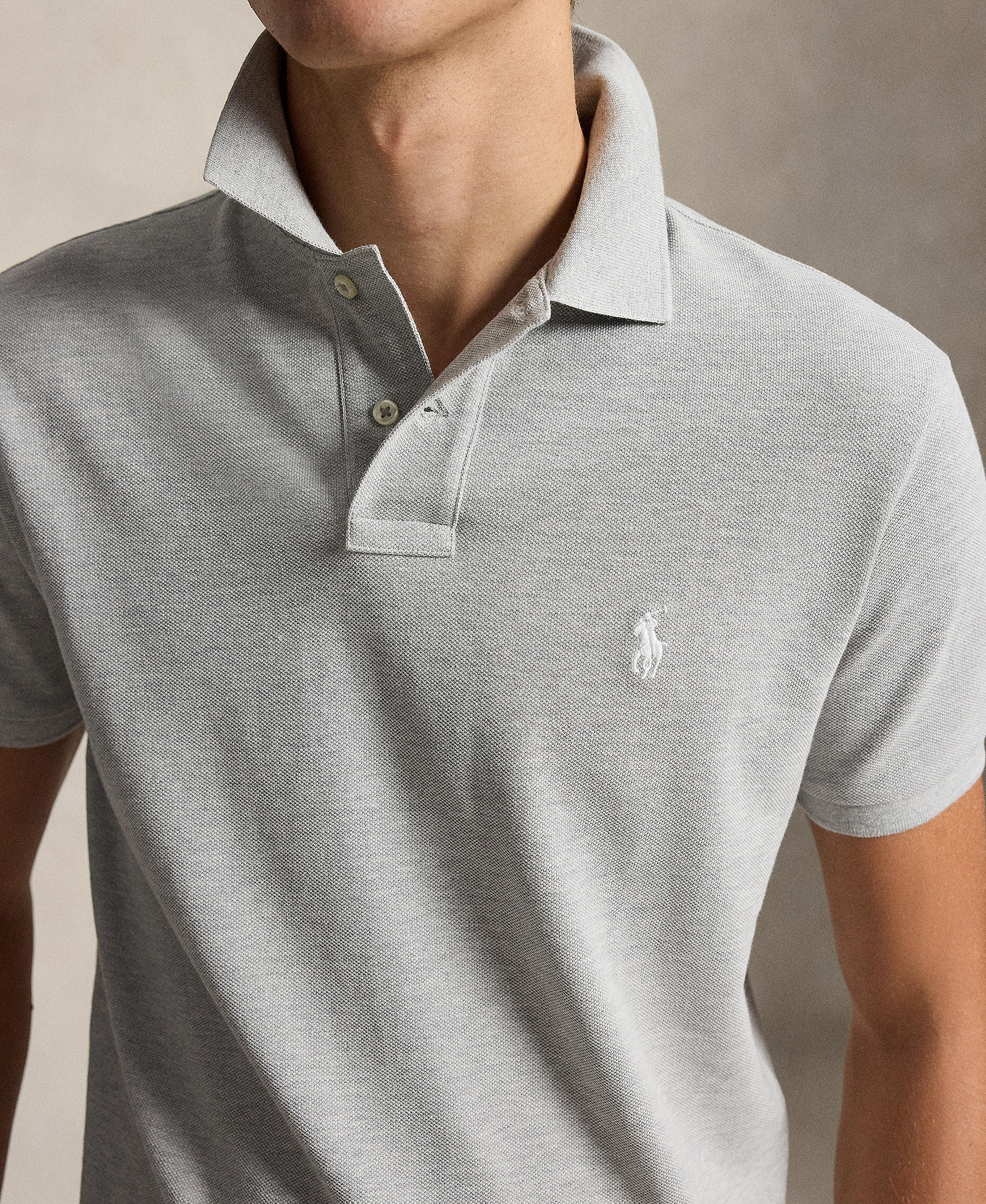 Polo Ralph Lauren Men's Custom Slim-Fit Mesh Polo Shirt - Spring Heather