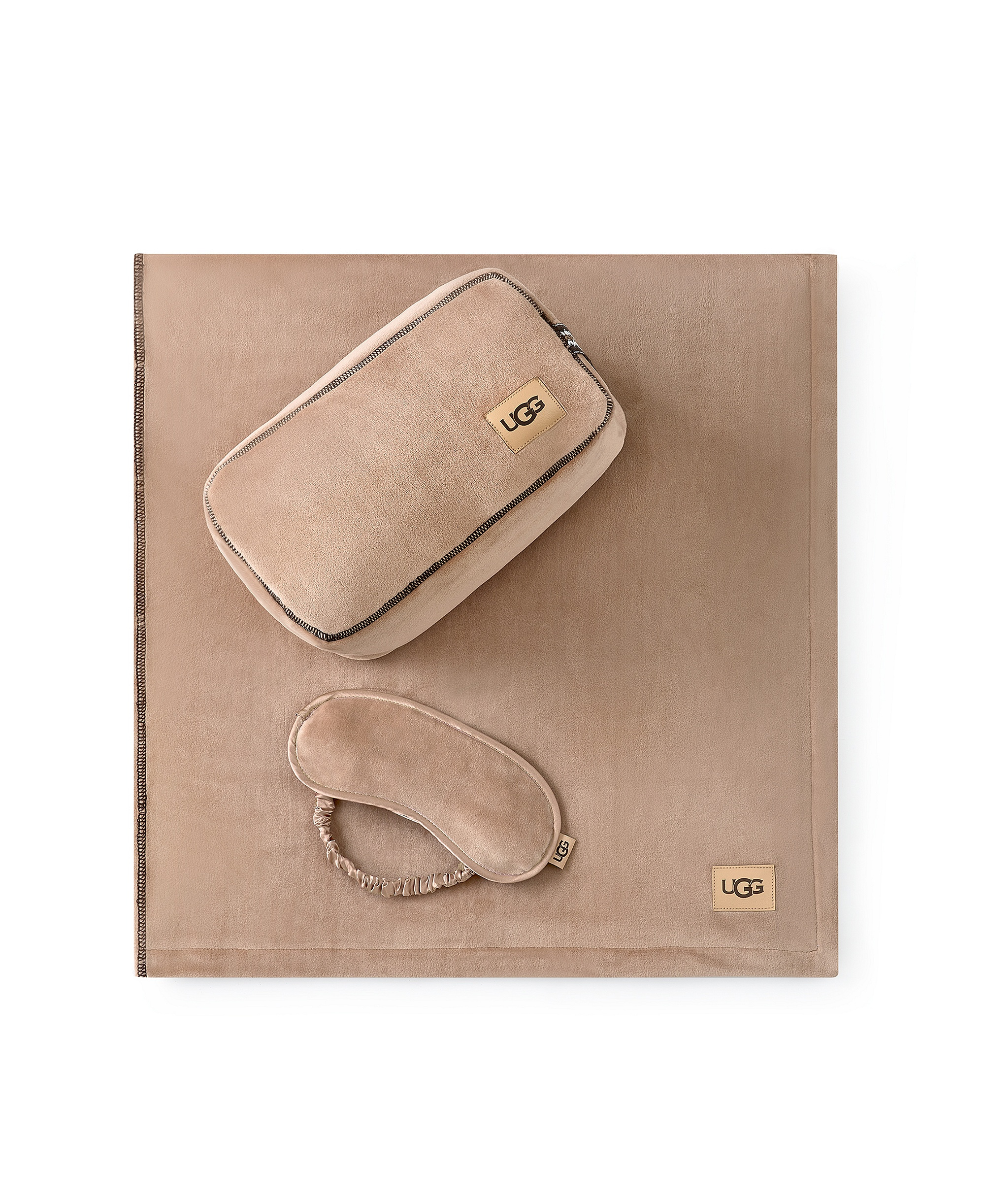 UGG® Raegan 3-Piece Throw, Eye Mask and Case Gift Set - Chestnut