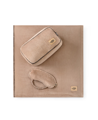 UGG® Raegan 3-Piece Throw, Eye Mask and Case Gift Set - Chestnut