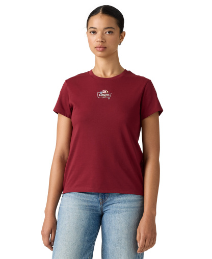 Levi's Women's Perfect Graphic Logo Cotton T-Shirt - Emb Rose Bw Warm Cabernet