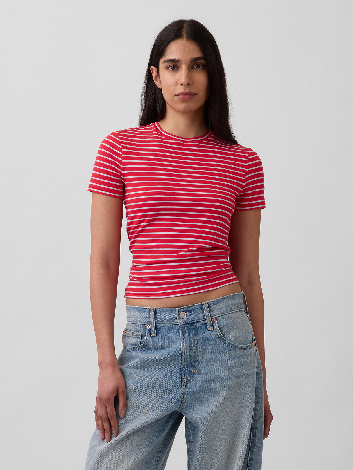 CloseKnit Jersey T-Shirt - Red & blue stripe