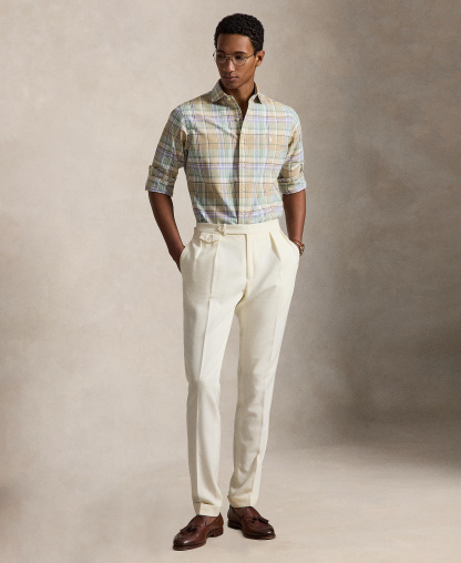 Polo Ralph Lauren Men's Classic-Fit Plaid Brushed Oxford Shirt - Khaki Faded Mint Multi