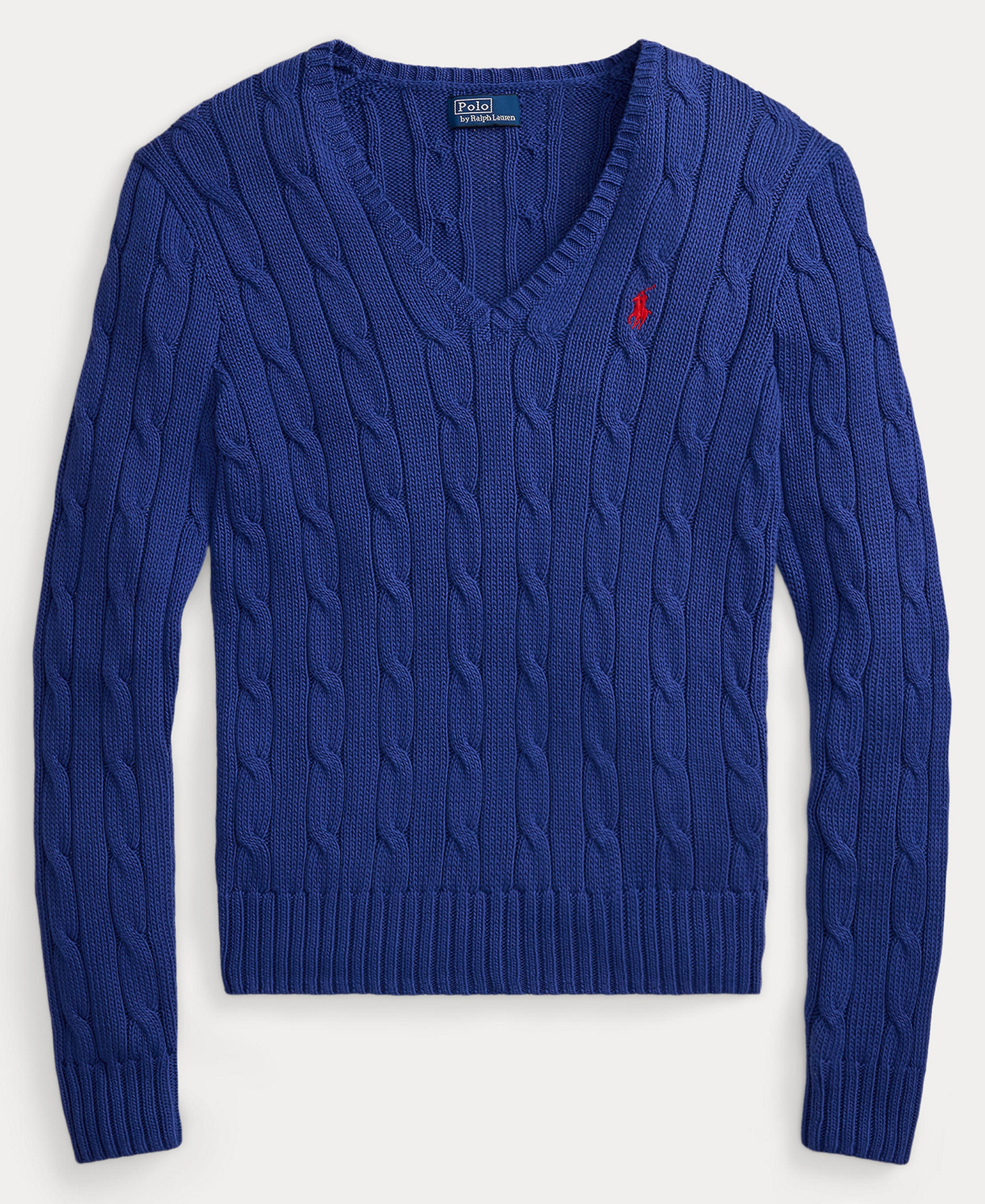 Polo Ralph Lauren Women's Cable-Knit Cotton V-Neck Sweater - Charter Blue