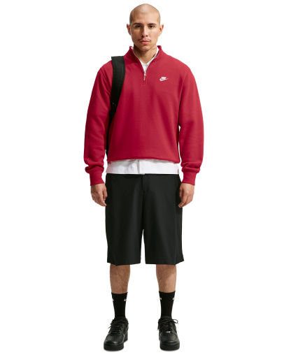 Nike Men's Sportswear Club Half-Zip Fleece Sweatshirt - Tough Red/White