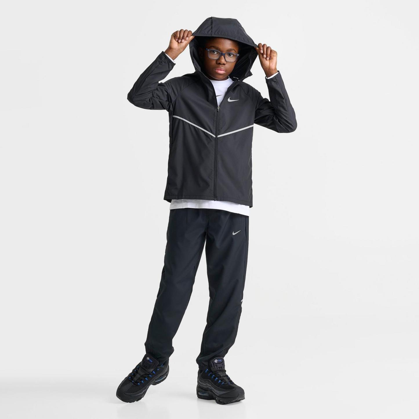 Big Kids' Nike Miler Training Jacket - Black/Reflective Silver