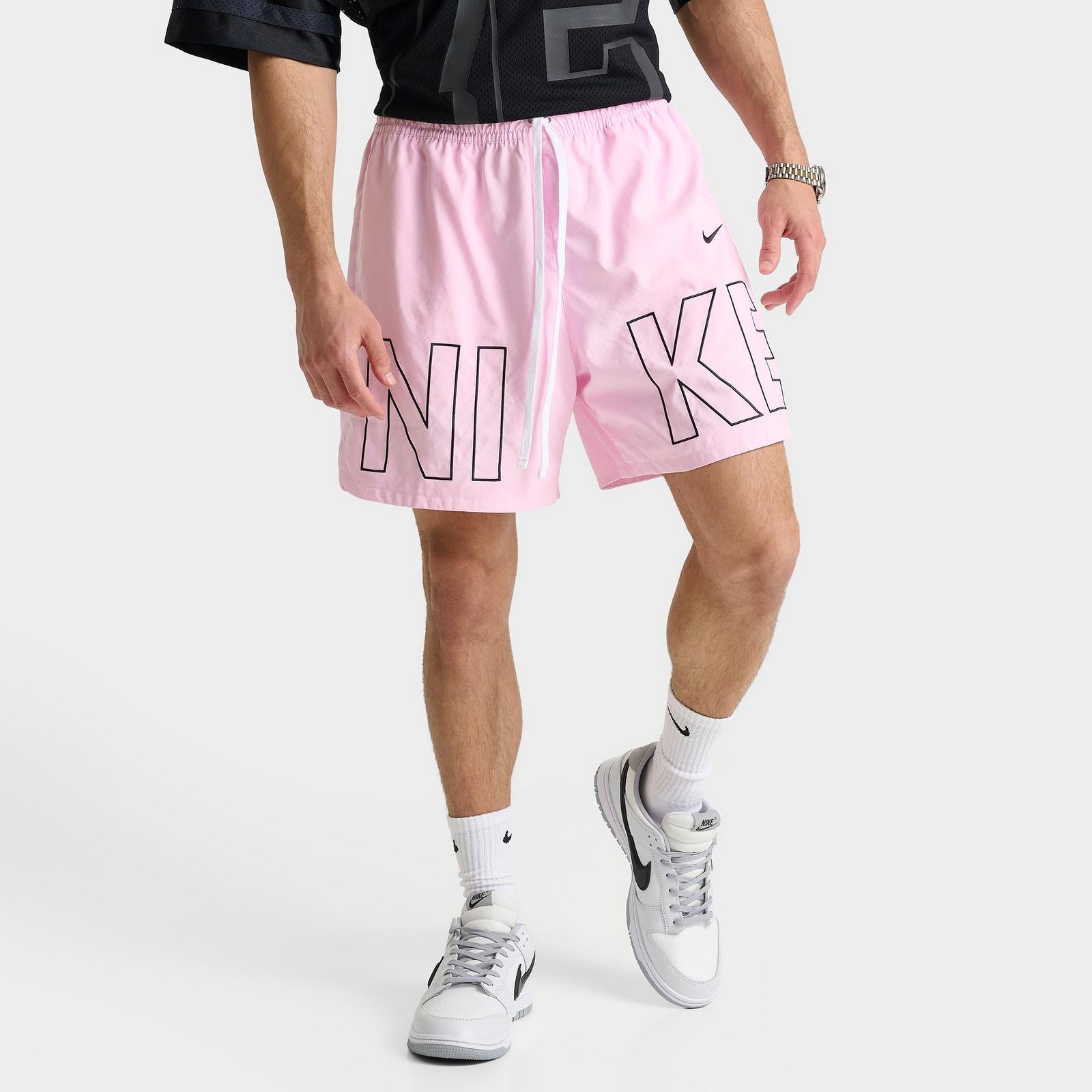 Men's Nike Sportswear Embroidered Woven Flow Shorts - Pink Foam/Black
