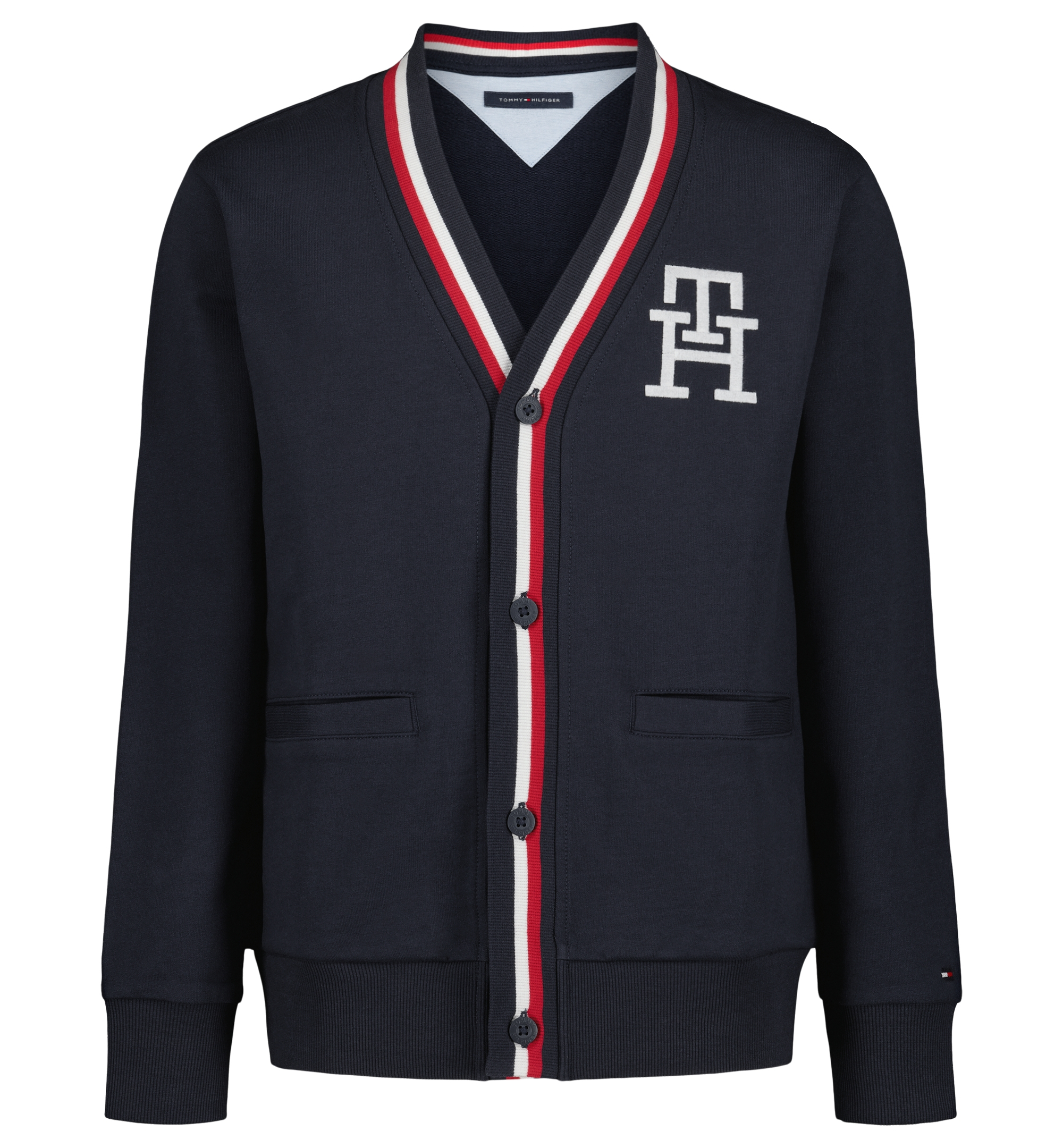 Tommy Hilfiger Boys' 8-20 Minimal V-Neck Cardigan - Navy Blazer