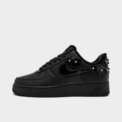 Women's Nithtke Air Force 1 '07 "Florette" Casual Shoes - Black/Off Noir/Metallic Silver/Black - Left shoe facing left. Outside of the shoe.