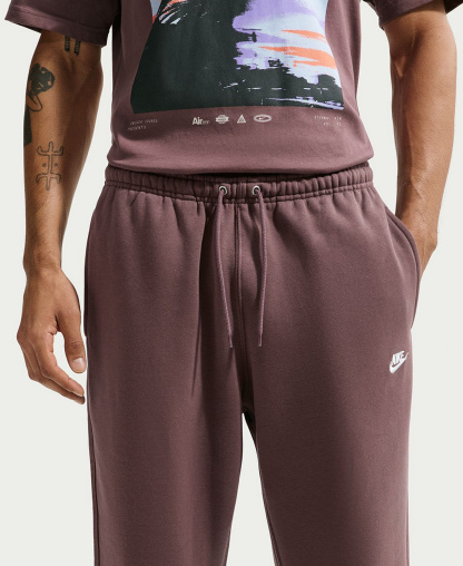 Nike Club Men's Brushed Fleece Open Hem Pants - Tattoo/White